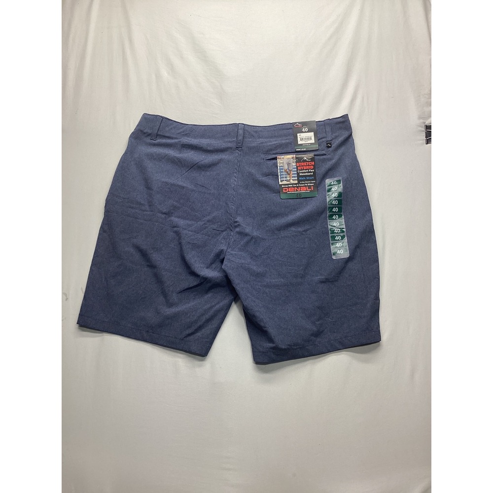 Denali Mens Stretch Hybrid Comfort Flex Walk Shorts Heather Navy Size 40